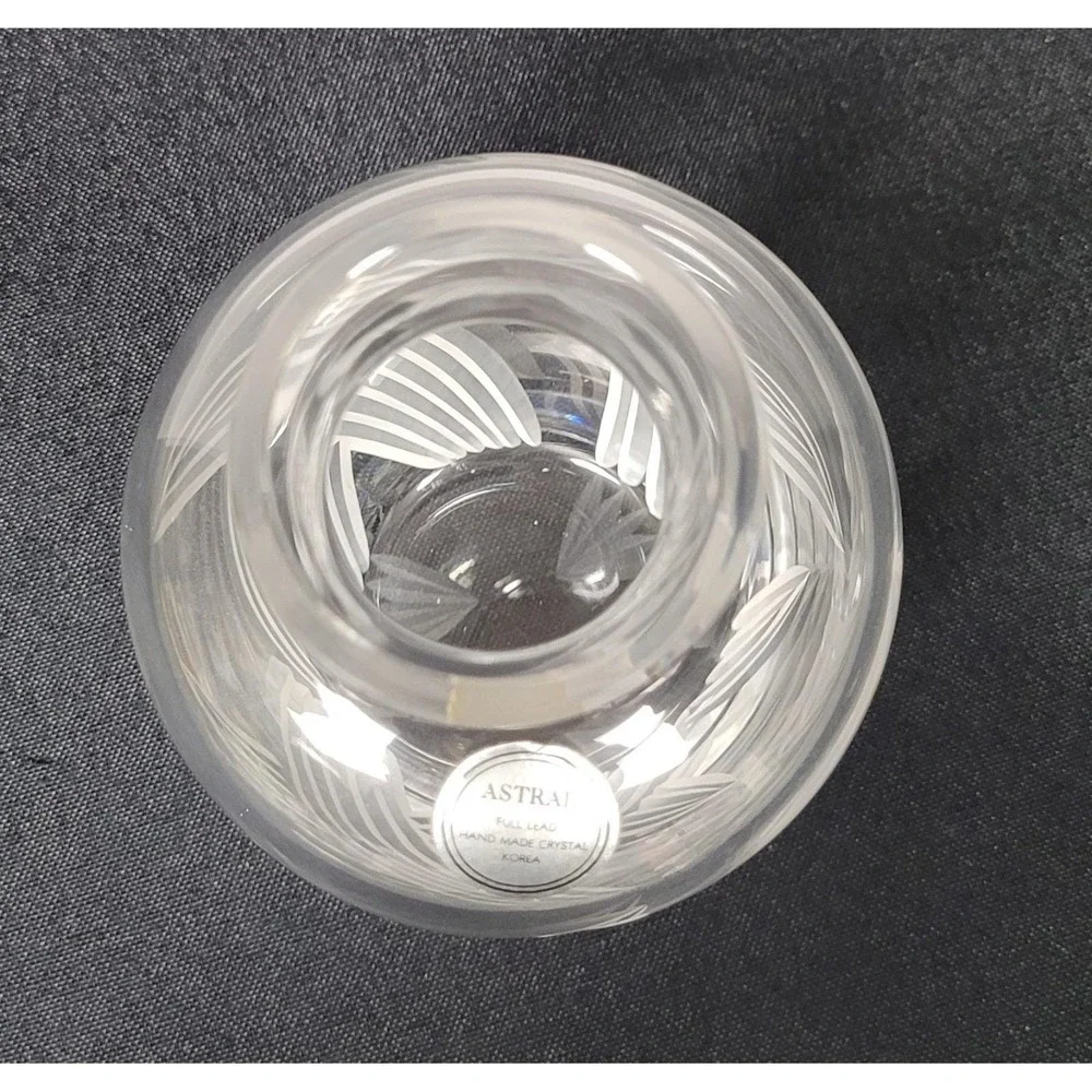 Astral Full Lead Handmade Crystal Vase Carafe Clear Leaf Cut Design